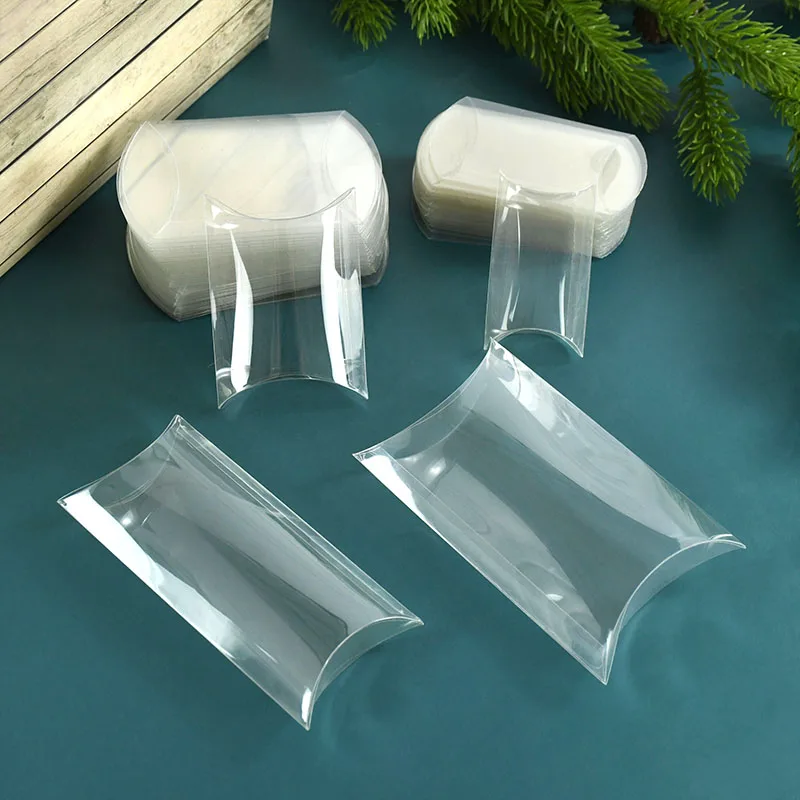 10 stücke Kissen Form Klar PVC Candy Box Transparent Geschenk Verpackung Box Hochzeit Geburtstag Party Favors Decor Weihnachten Box liefert
