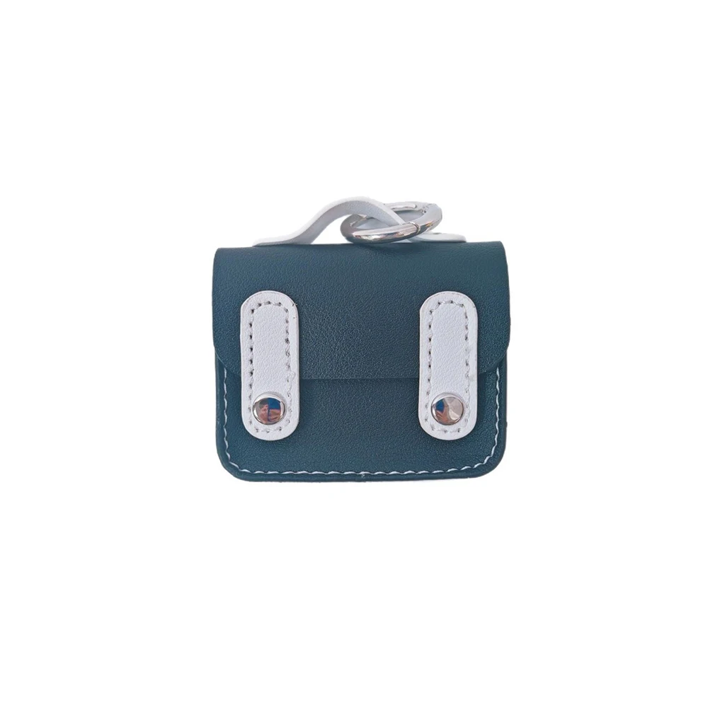Mini Backpack Coin Purse Keychain Patchwork Color PU Leather Bluetooth Headset Bag School Bag Shape Wallet Earphone Storage Bag