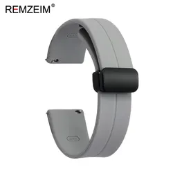 Durable Silicone Watch Strap with Quick Release Magnetic Buckle - 22mm (Grey)