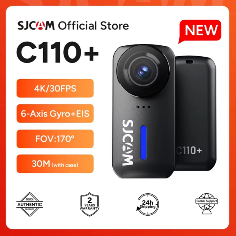 Action Camera SJCAM C110+ 4K30fps Action Camera 6-Axis GYRO Flash Explosion WiFi Remote 1050mAh Sports DV Portable Helmet Motorcycles