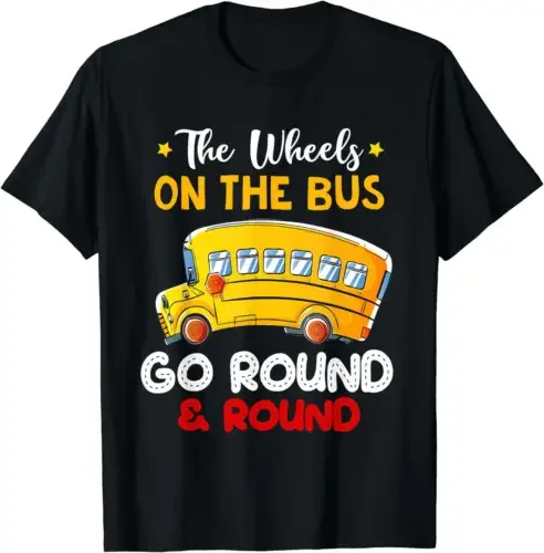 The Wheels On Bus Go School Driver Back To S T Shirt Maniche Lunghe O Corte