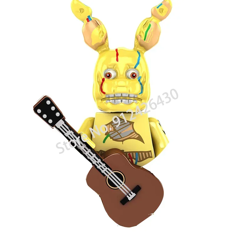 thumbnail image 1 of Dibujos animados FNAFWM6074 Five Nights At Freddy's Bloques de construcción Ladrillos Muñecas Mini Figuras de acción de juguete para ensamblar Bonnie Bear Regalo de vacaciones, 1 of 5