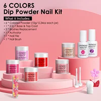 12pcs Dip Powder Nail Kit, 6 Colors Red Pink Dipping Powder Set and Base Top Coat Activator for Nail Home Salon Manicure 3