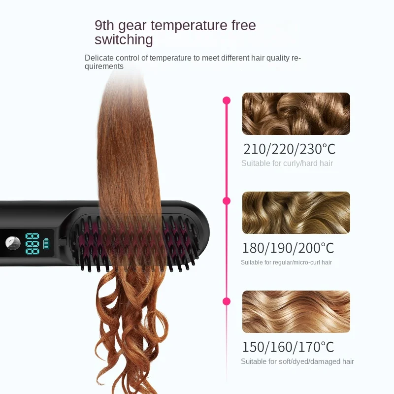 Minhairstraightener,negativeiondoesnot hurt hairUSBcharging wireless hair straightener tymohairstraightenerbrushhairstraightener