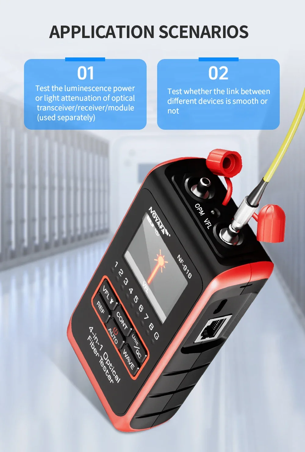 NOYAFA NF-916 Fiber Optical Power Meter VFL REF FC SC ST Visual Fault Locator LC
