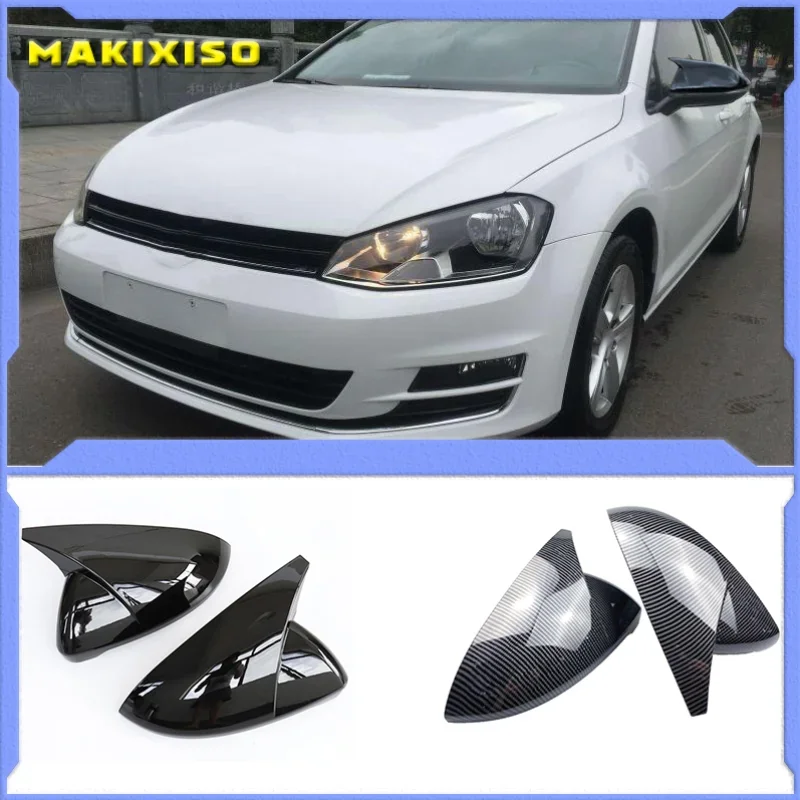 

Black Horn Shape Side Wing Mirror Cover for VW Golf 7 MK7 7.5 GTD R GTI GTE VII Cap E-golf Sportsvan 2013 2018 2019 2020 replace