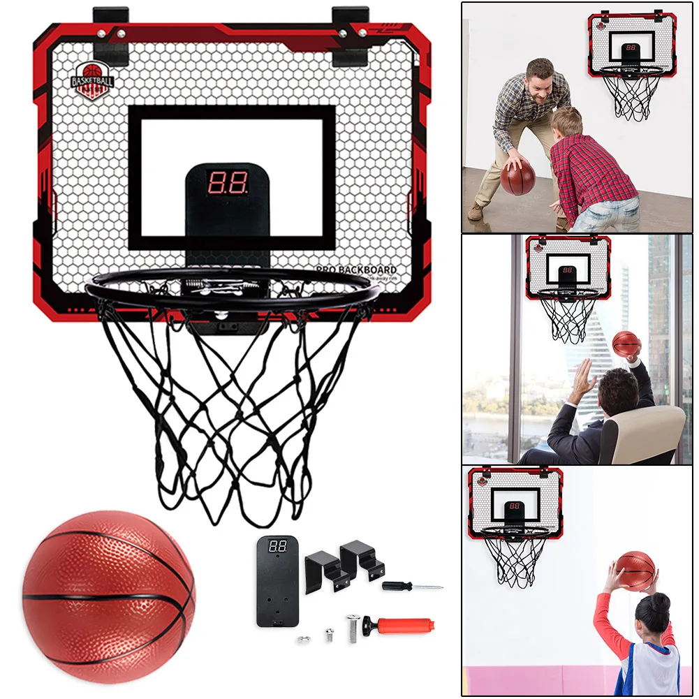 Kids Mini Basketball Hoop With Electronic Scoreboard Ball Sport Backboard Outdoor Indoor Exercise Accessory Funny Game Toys