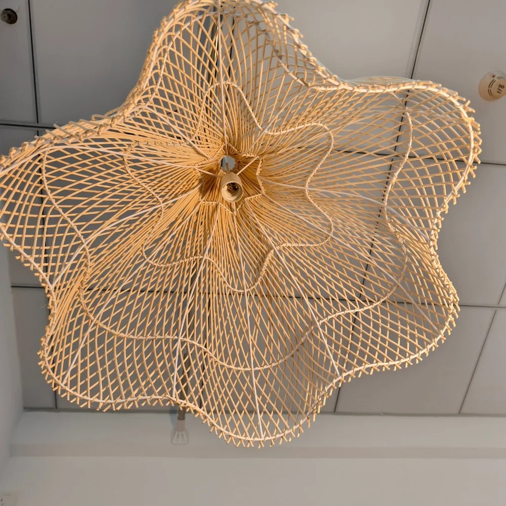 Japanese Style Wabi-sabi Retro Rattan Chandelier Creative Living Room Restaurant Box Pendants LIghts Hotel Living Room Lamps LED