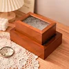 Lock storage Retro new Chinese solid wood desktop storage box Stationery box Dust-proof crabapple flower glass jewelry storage b 3
