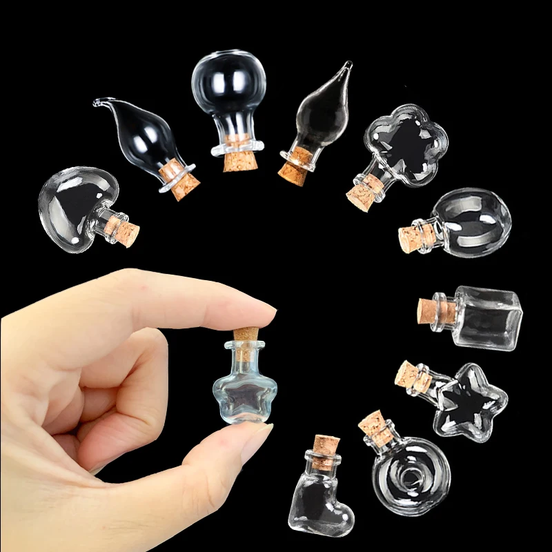 Mini Glass Bottles Mini Glass Wishing Bottle With Cork Stoppers Clear Drifting Small Wishing Bottles For Wedding Party Home Decor Supplies 10-50Pcs