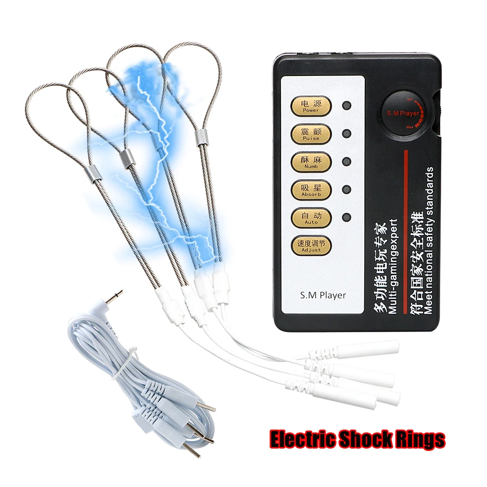 Medical Stimulator Electric Shock Penis Ring For Men Cock Stretcher Delay Exerciser Sex Toys Male Masturbator Erotic Bondage Set