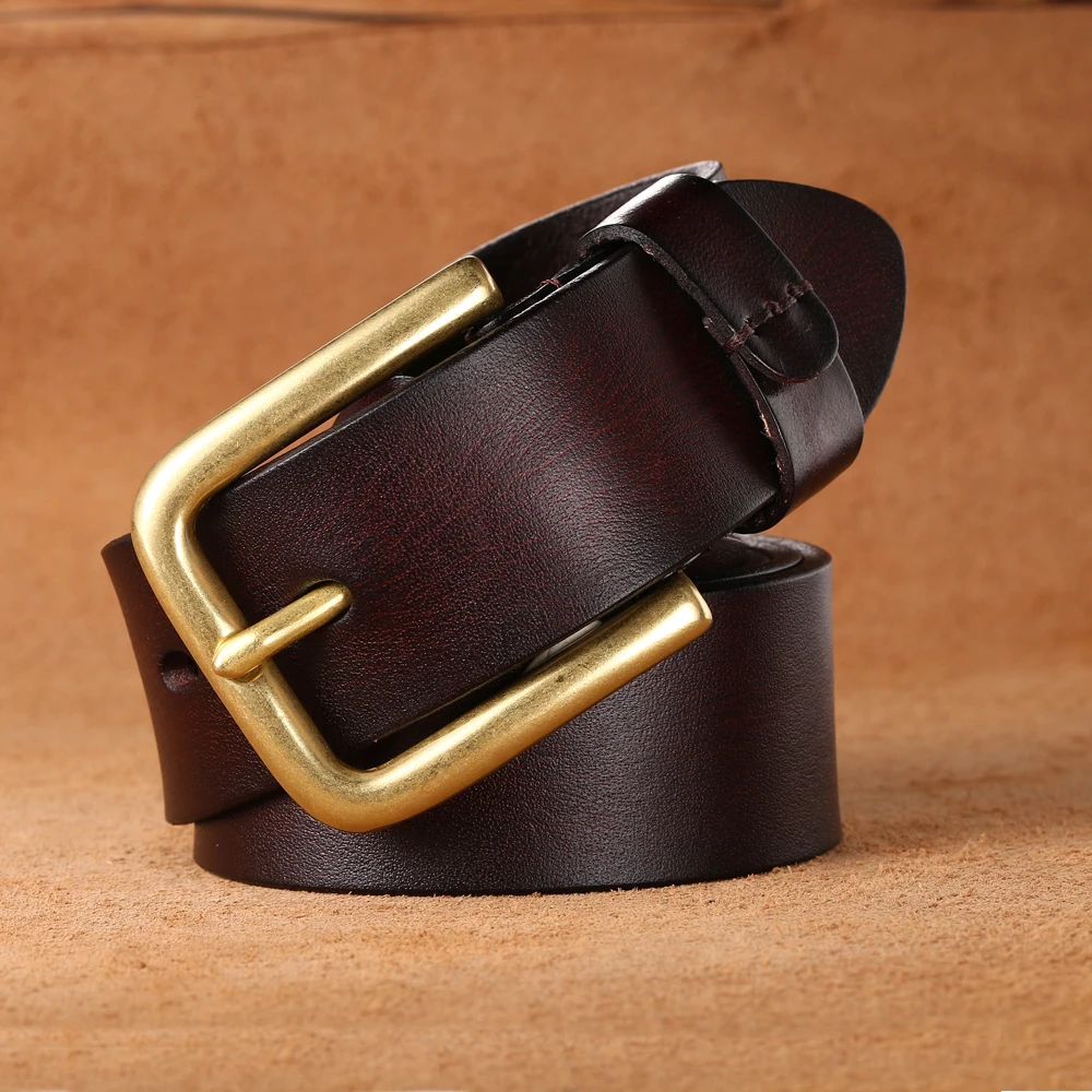 

3.8cm Men's Copper Buckle Leather Belt Personality Fashion Versatile Leisure Luxury Genuine Leather Belts For Men Man's Gift