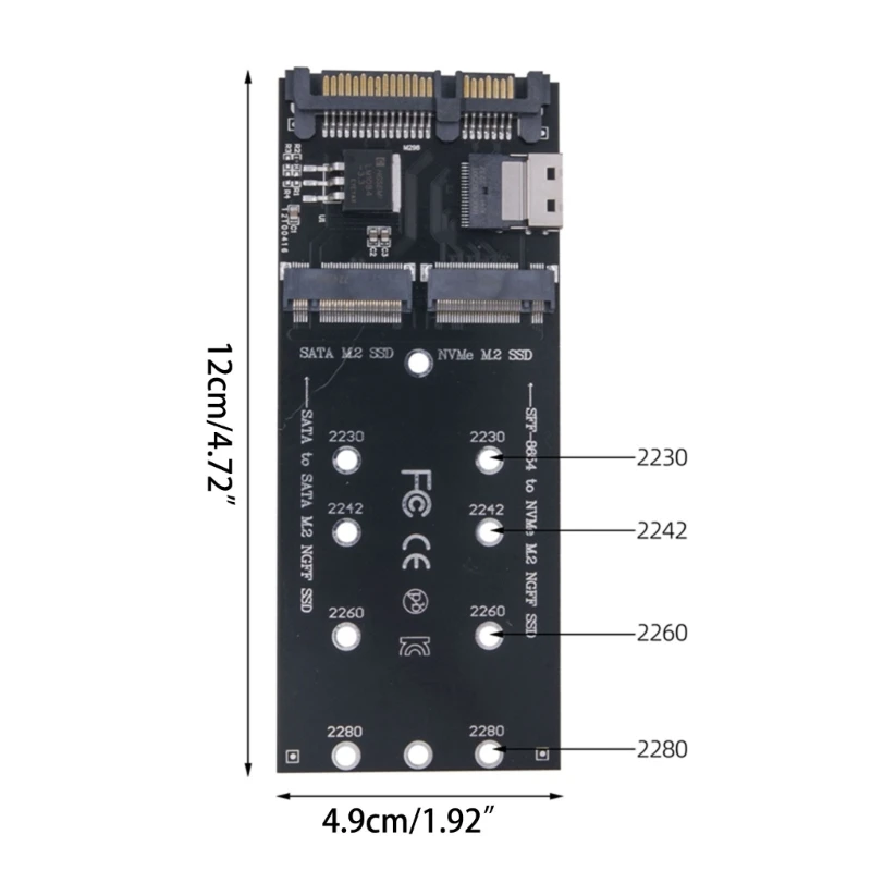 DN59 Add On Card NGFF M.2 Adapter M2 SATA3 Raiser M.2 to SATA Adapter NVMe SSD to SFF-8654 Expansion Card 30/42/60/80mm