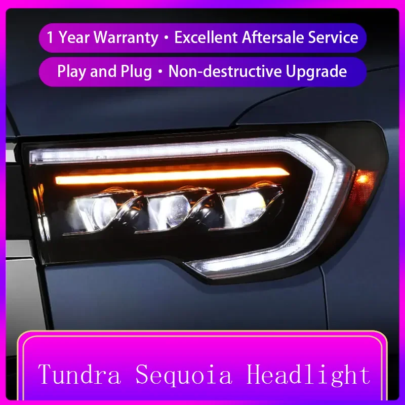 

Пара передних фар для Toyota 2007-2013Tundra Sequoia фронтальный проектор линзы DRL, передняя лампа для дневной работы, аксессуары для автомобиля
