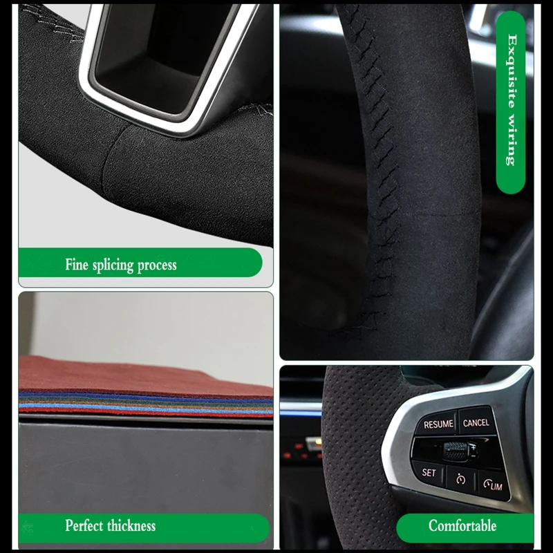 Treccia Coprivolante per auto Volante in pelle scamosciata Accessori auto per Seat Leon Cupra R Leon ST Cupra Leon Ateca FR - immagine 5