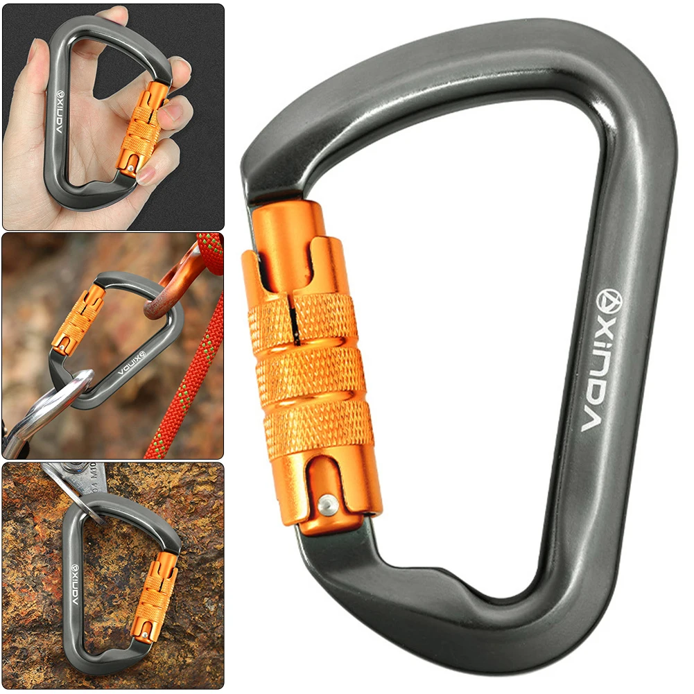 30kN Rock Climbing Carabiner Heavy Duty Caribeaner Clips Mountain Caribiniers for Rock Climbing Rappelling and Mountaineering