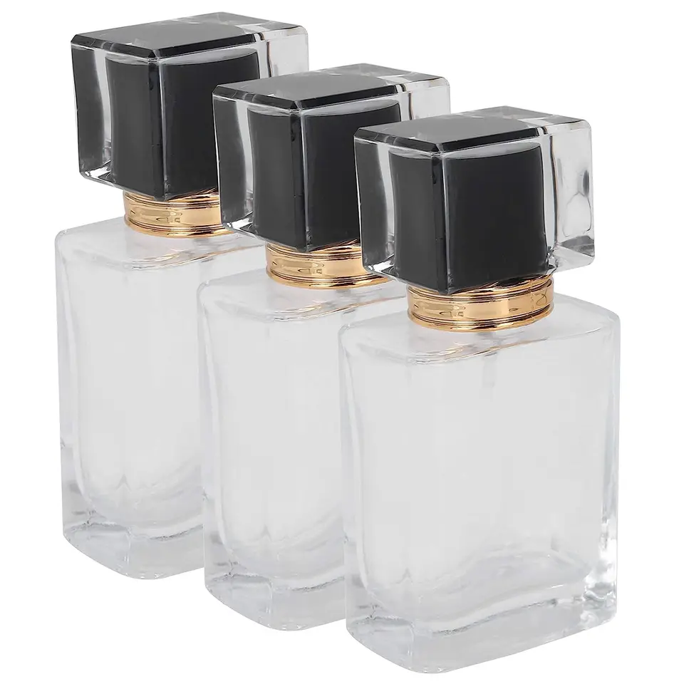 3x Glas-Parfümflaschen 50 Ml – Nachfüllbare Sprühflaschen Für Reise & Unterwegs (Gold)