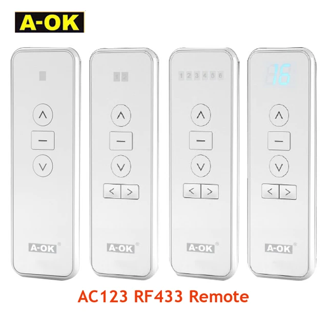 ไม่มีการจัดส่งก่อนวันที่ 28 ก.พ., A-OK AC123 1/2/6/16-CH รีโมทคอนโทรล RF433 เครื่องส่งสัญญาณสำหรับ A OK มอเตอร์ม่านไฟฟ้า 1