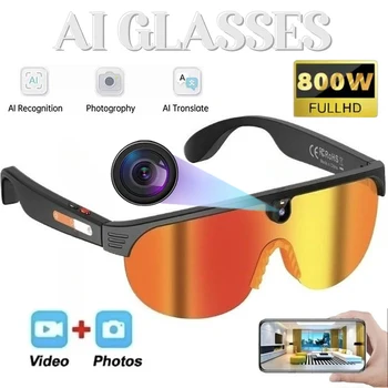 Occhiali Sportivi AI Smart HD 800W con Fotocamera, Chiamate Bluetooth, Traduzione Video, Musica e Cambio Colore HD