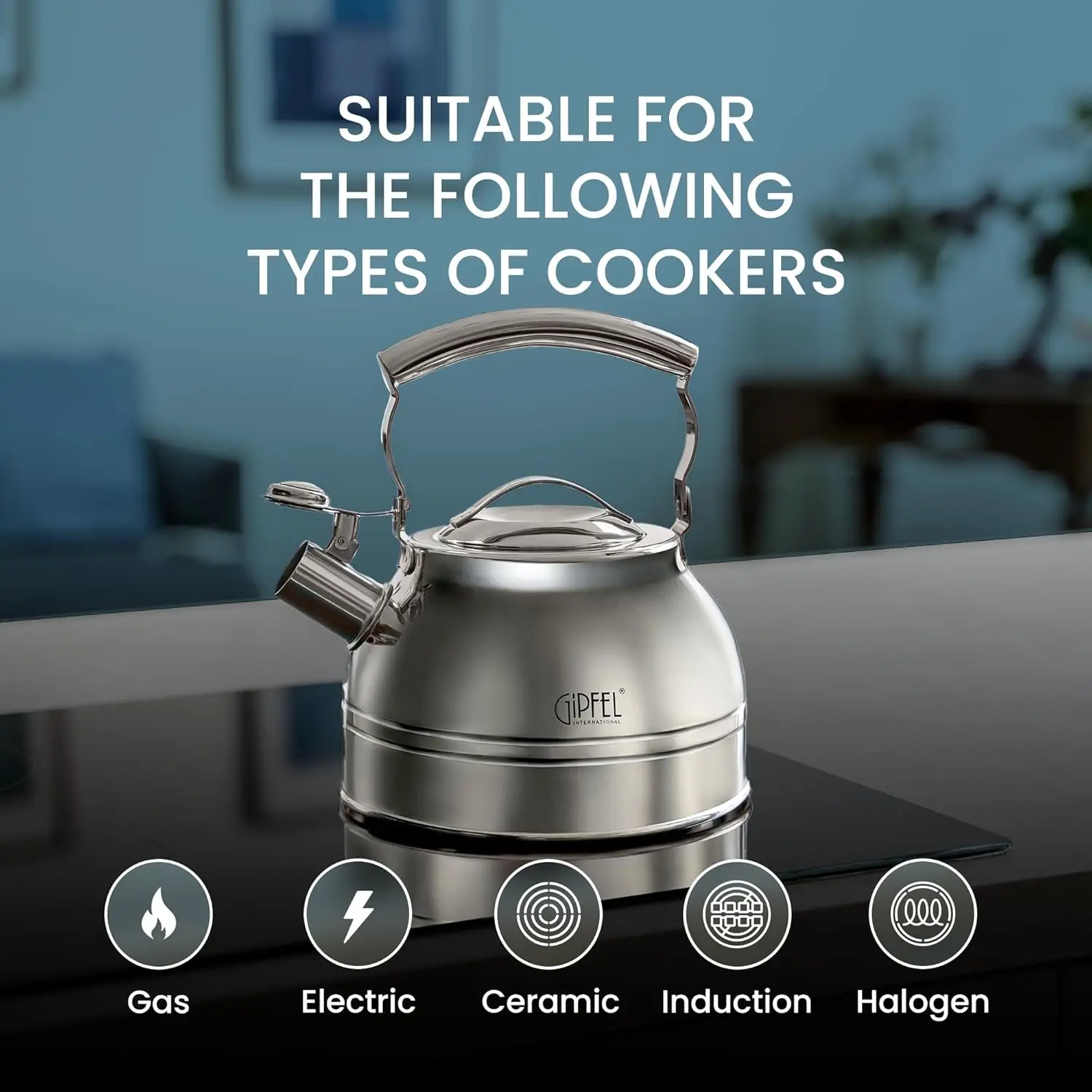 Food Grade Stainless Steel Teapot for Stove Top with Ergonomic Handle for Gas, Induction 6