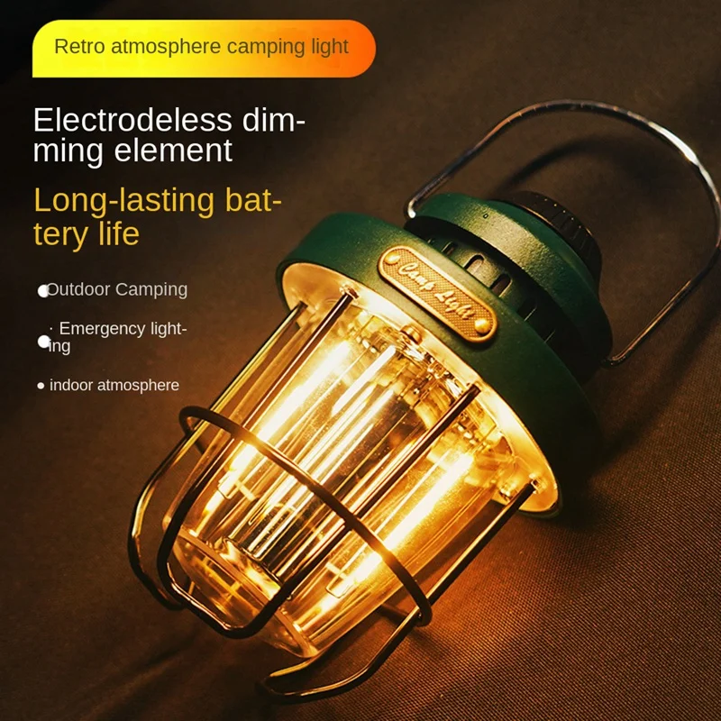 Description Picture 5 of itemCamping Portable Retro Lantern Vintage Tent Lighting Lantern USB Rechargeable LED Lamp Hanging Emergency Light