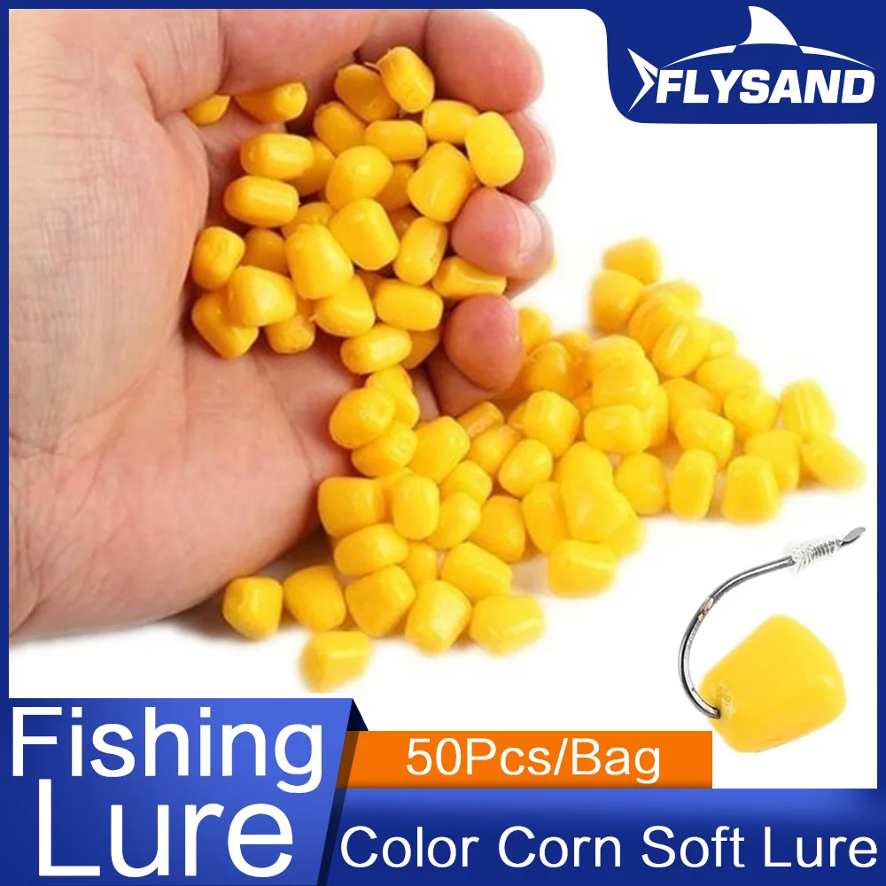 FLYSAND 50Pcs Colored Carp Fishing Flavour Grass Carp Bait Corn Soft Pellet Lure Creamy Corn