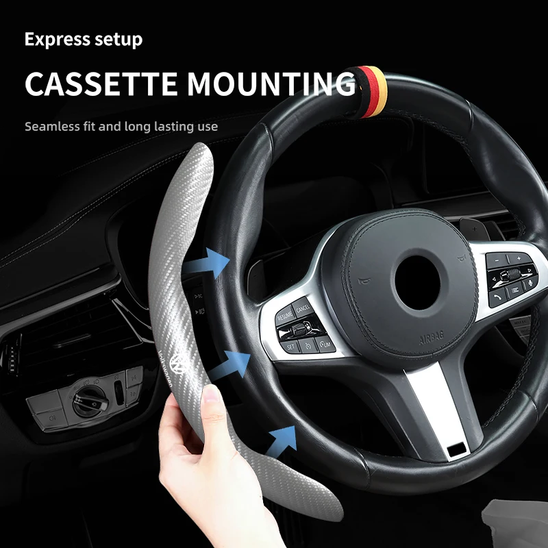 폭스바겐 VW 카본 파이버 스티어링 휠 트림 논슬립 내구성 스플릿 휠 프로텍터 파사트 골프 4 5 6 티구안 폴로 시로코
