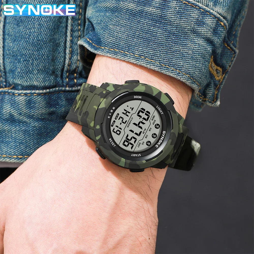 Digital Watch For Men Outdoor Military Fashion Retro Men Watch Sports Waterproof Men Watch Multifunctional Luminous Synoke - 2