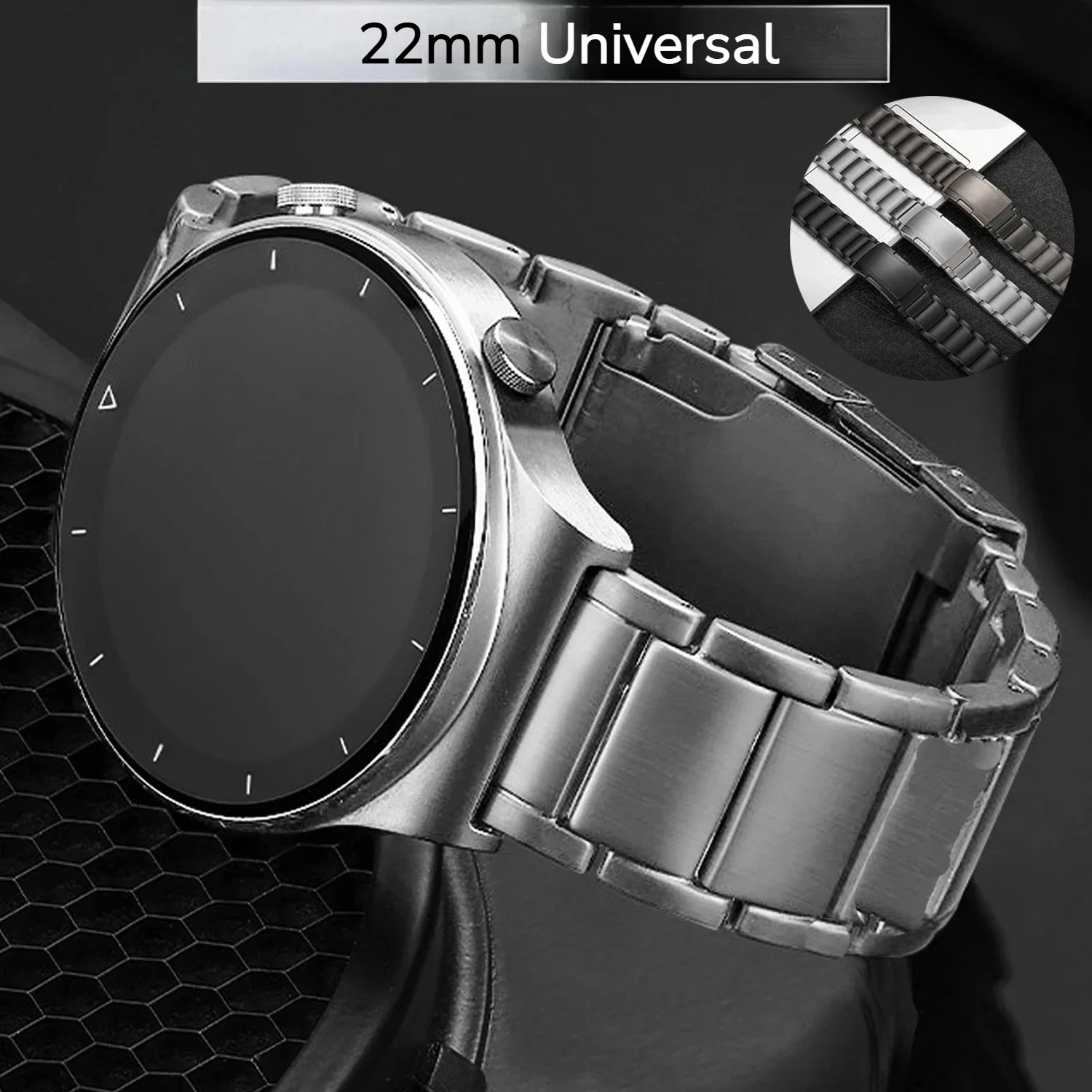 Premium 22mm Titanium Metal Watch Strap Bracelet