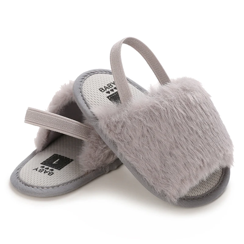 Fashionable Soft Classic Women's Baby Slippers Sandals Breathable Baby Fur Leather Shoes Simple Elastic Sandals Princess