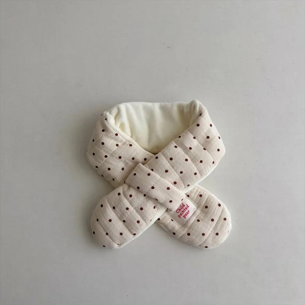 Children Cute Versatile Warm Scarves Winter Korean Plush Windproof Neckerchief Boy Girl Kid Cartoon Bear Dot Scarf Baby Clothing
