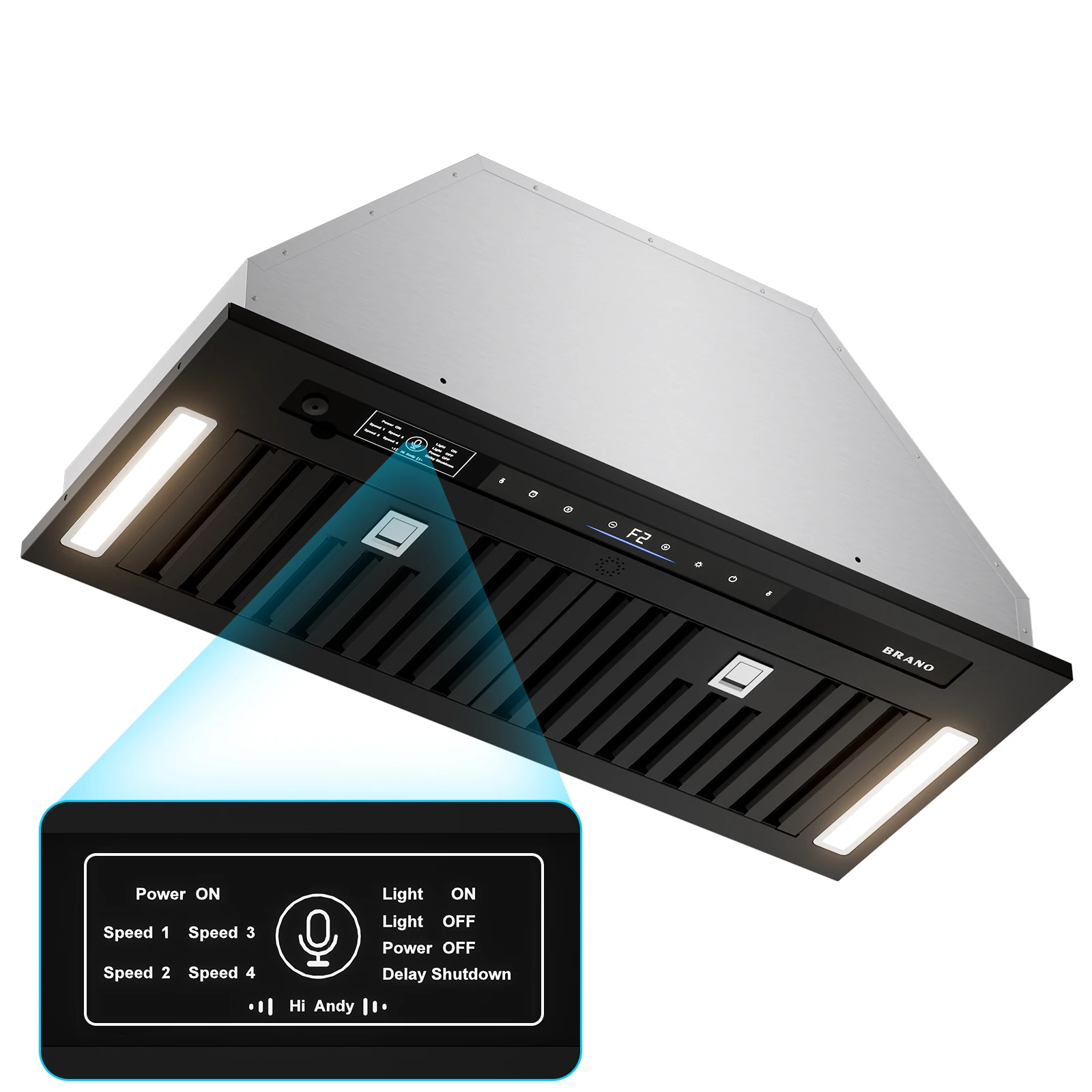 Range Hood Insert 30 Inch, 900 CFM Voice/Gesture/Touch Control Build-in Kitchen Hood Vent with 4 Speed Exhaust Fan, Memory Mode