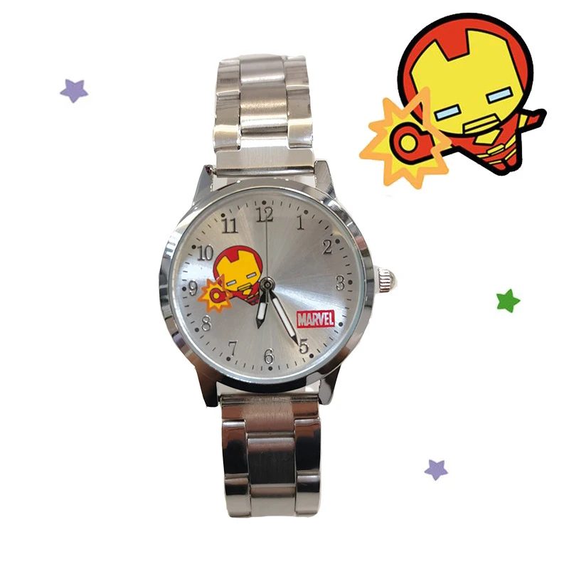 Disney Children's Watch Boys Girls Cartoon Iron Man Captain America Am pointer luminous Stainless Steel Band kids Watches gifts 2