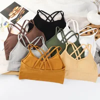 Sexy Women Tops Back Cross Strap Tank Top Running Sports Bra Breathable Soft Fitness Solid Color Yoga Bra 2