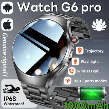 2026 New Watch G6 Max 1000mAh Battery Smartwatch Men Bluetooth Call GPS Tracking LED Flashlight Heart Rate Health Smartwatch