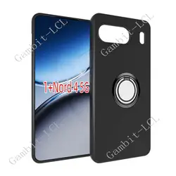 Durable Ring Holder Bracket Phone Cover - TPU Soft Silicone Case for OnePlus Nord 4 (Ring Case Black)