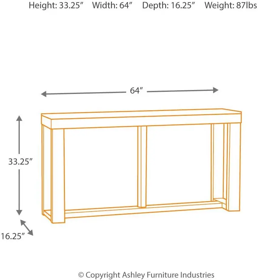 Design by Ashley Watson Mid-Century Rectangular Sofa Table, Dark Brown