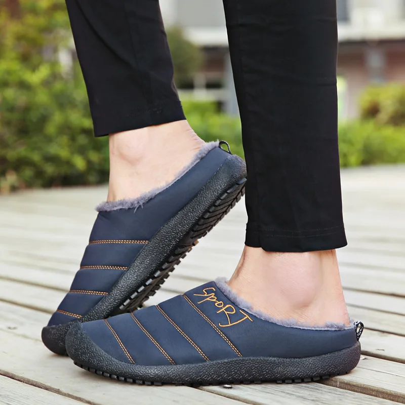 Winter Plus Size 36-47 Home Slippers Men Women Household Cotton Slippers Warm Plush Couple Lazy Platform Indoor Furry Slides