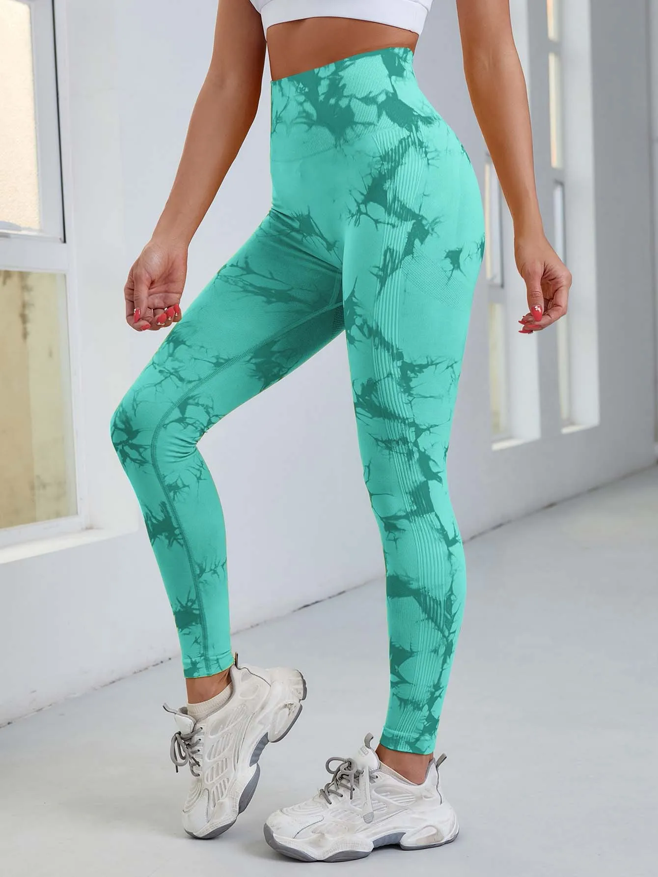 Tiedye High Waist Fitness Pants Peach Hip Lift Yoga Leggings Sports Tights Quickdrying Running