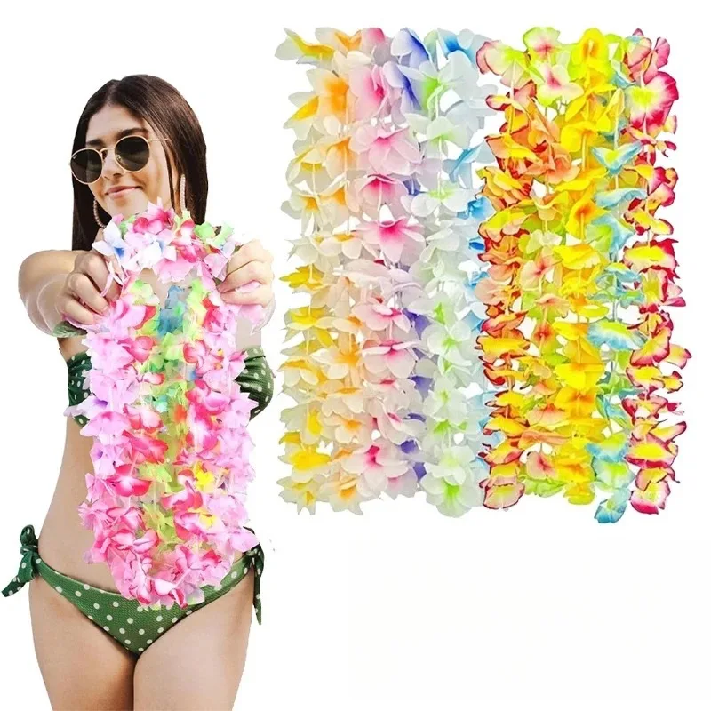 Colorful Artificial Flower Necklaces for Hawaiian Party Decor