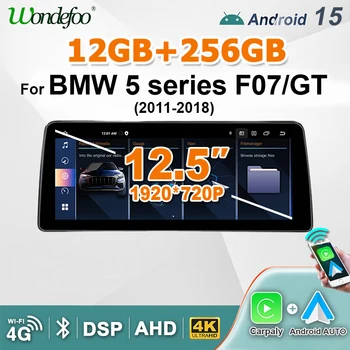 Pantalla estéreo inalámbrica Carplay Android 15 AUTO de 12.5'' para BMW Serie 5 F07 GT CIC NBT, radio para coche, reproductores multimedia, GPS, BT, 4G LTE 1