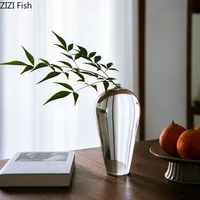 Japanese Simple Glass Vase Transparent Hydroponics Vase Zen Modern Home Decor Office Desktop Decoration Floral Flower Insert 1