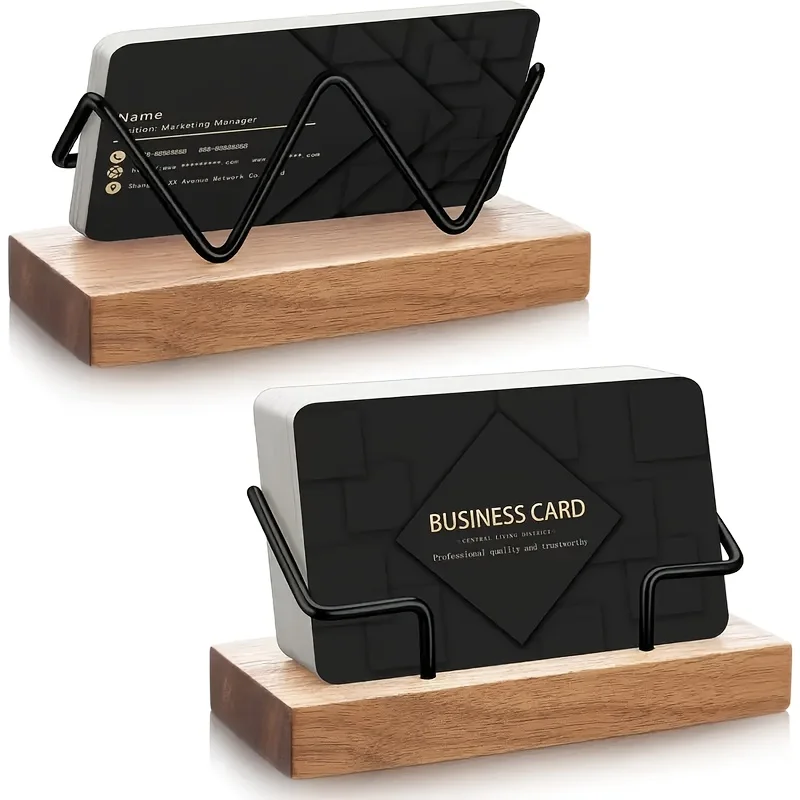 Wood Business Card Holder Display Stand Postcard Holder for Desk Office Home Desktop 1pc