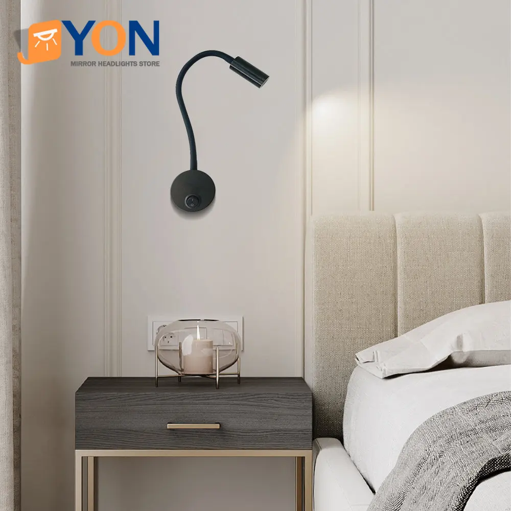 

USB Interface Reading Wall Lamp with Switch, Hotel Bedside Reading Light, Wall Mounted Wall Lamp, 3W LED Hose Wall Lamp