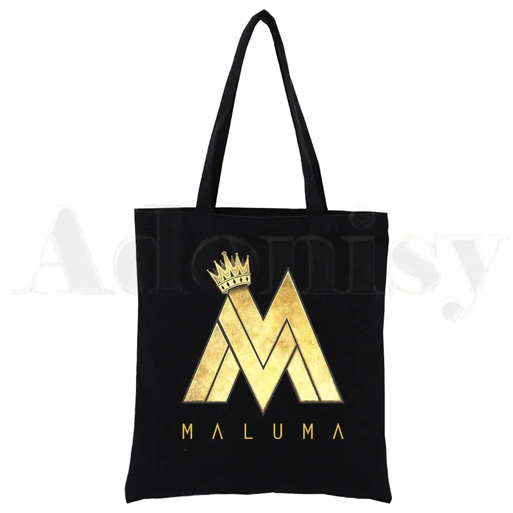 Maluma Hawai Reggaeton Singer Black Canvas Simple Cartoon Print Shopping Bags Girls Fashion Life Casual Pacakge Hand Bag