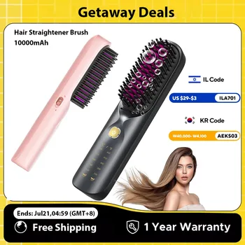 Spazzola per lisciare i capelli senza fili 450 ° F Pettine raddrizzatore wireless a temperatura regolabile 30s a riscaldamento rapido da 10000 mAh per bambini adulti 1