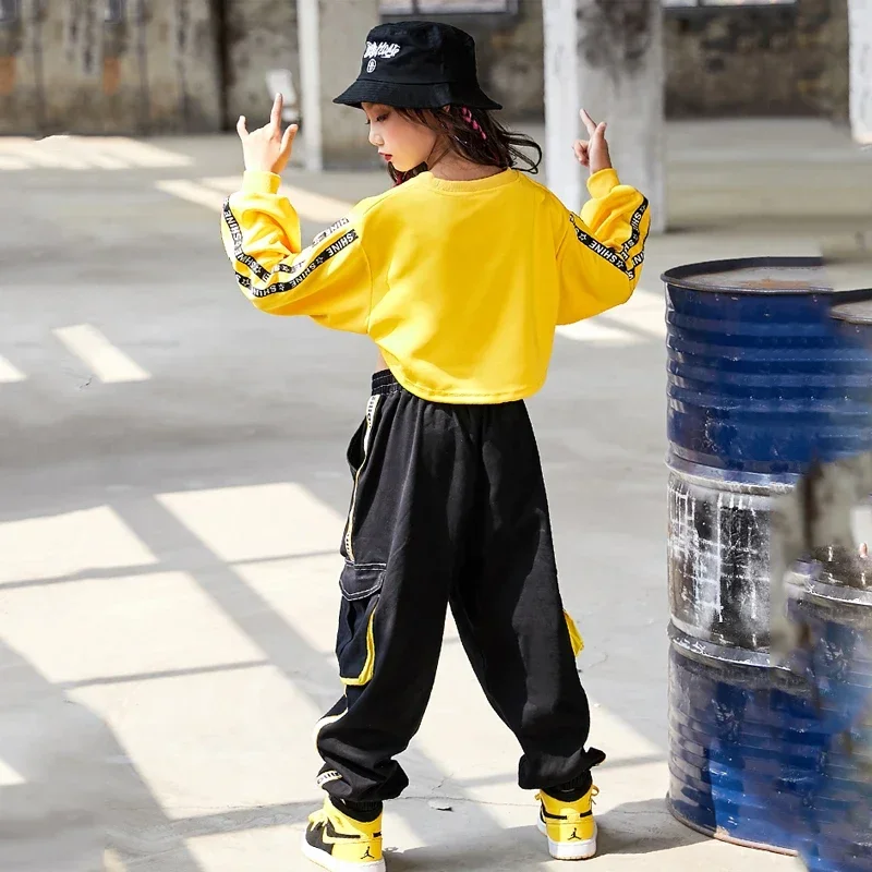 Set Ballroom Dancewear Stage Rave Clothing Children Hip Hop Clothes Girls Jazz Street Dance Costume Kids Sweatshirt Pants girl dance costume children costumes