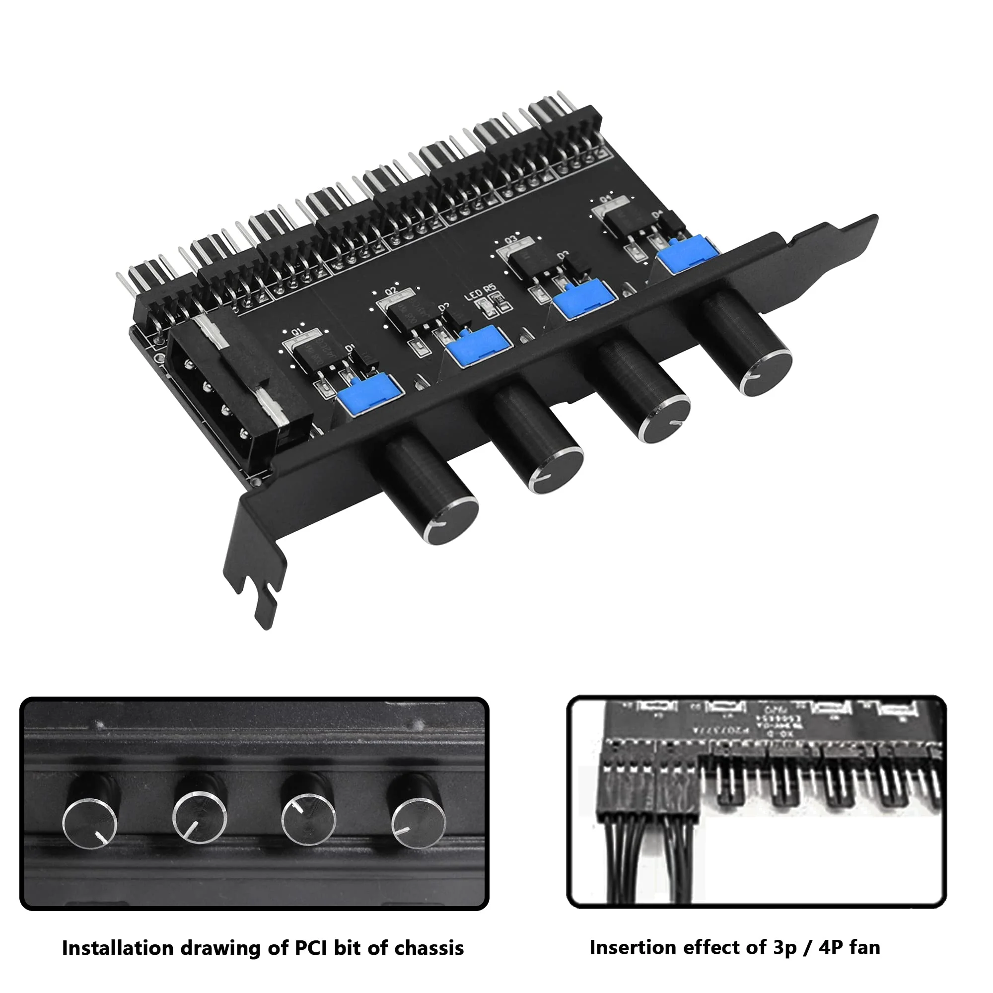 

12V Cooling Fan Hub Easy Install 1 To 3 8 Way PC Case 4Pin 3Pin Speed Controller Practical Regulator Splitter Computer Adapter