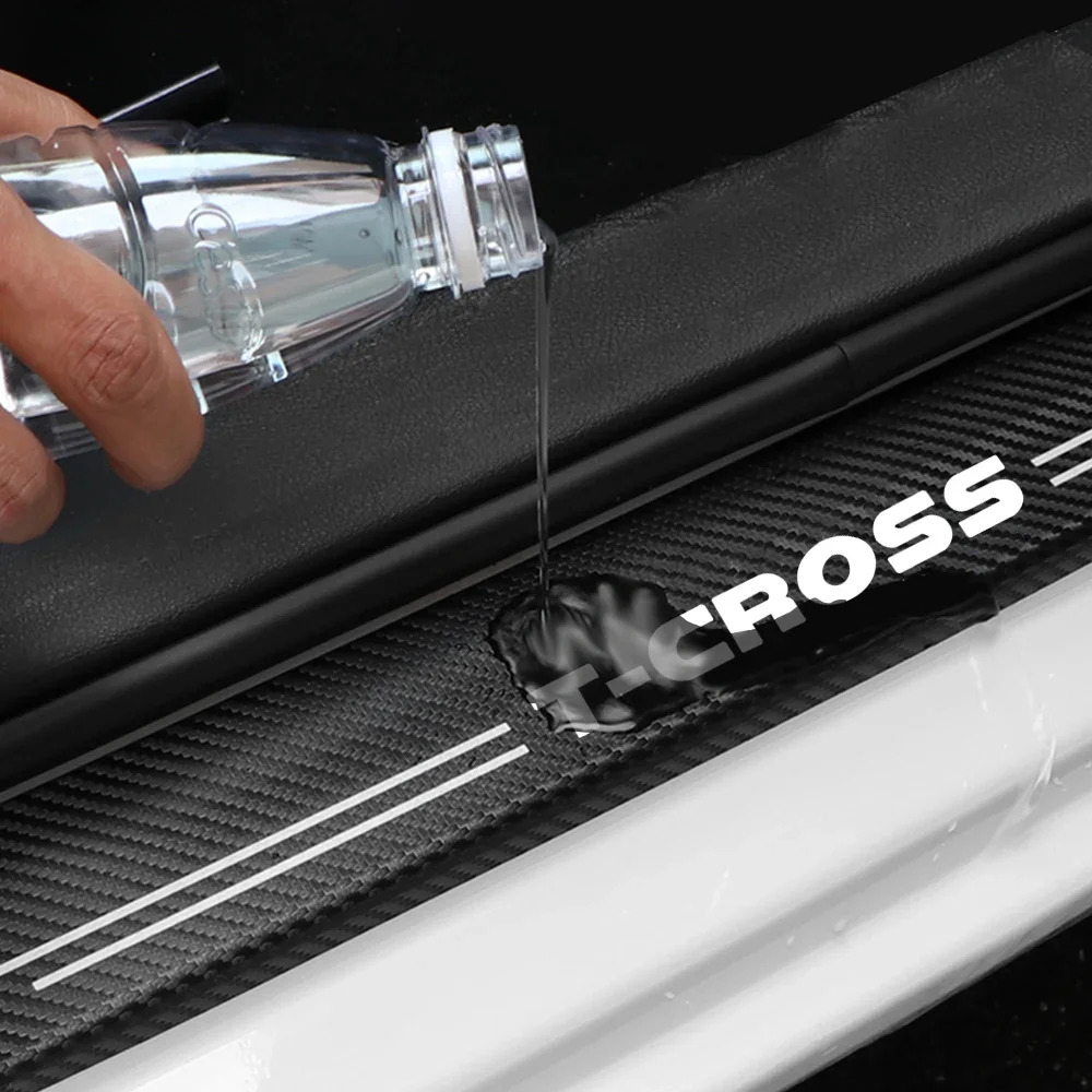 Car sticker carbon fiber decorative strip door sill For T-CROSS TCROSS accessories car door sill pedal