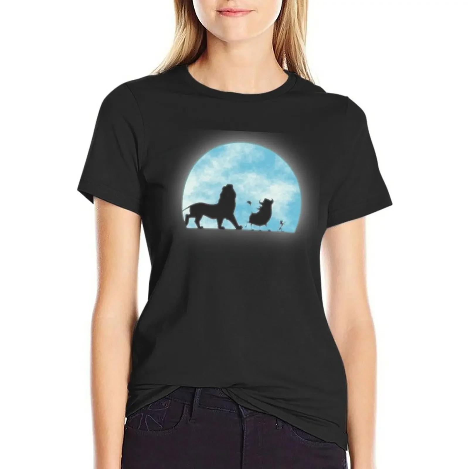 

A walk with friends in the moonlight T-Shirt anime clothes shirts graphic tees funny t shirts for Women